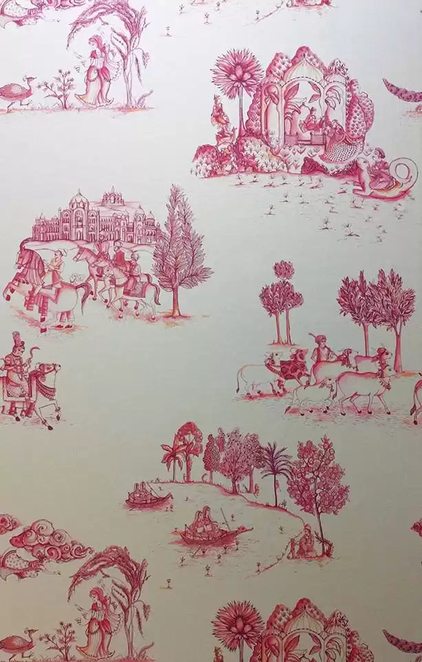 Zanskar Indian Toile Red Wallpaper | Osborne & Little Europe