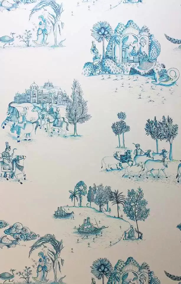 Zanskar Indian Toile Aqua | Osborne & Little Europe