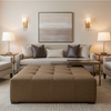Woven Linen Texture Tawny Brown Upholstered Ottoman | Architectural Fabrics
