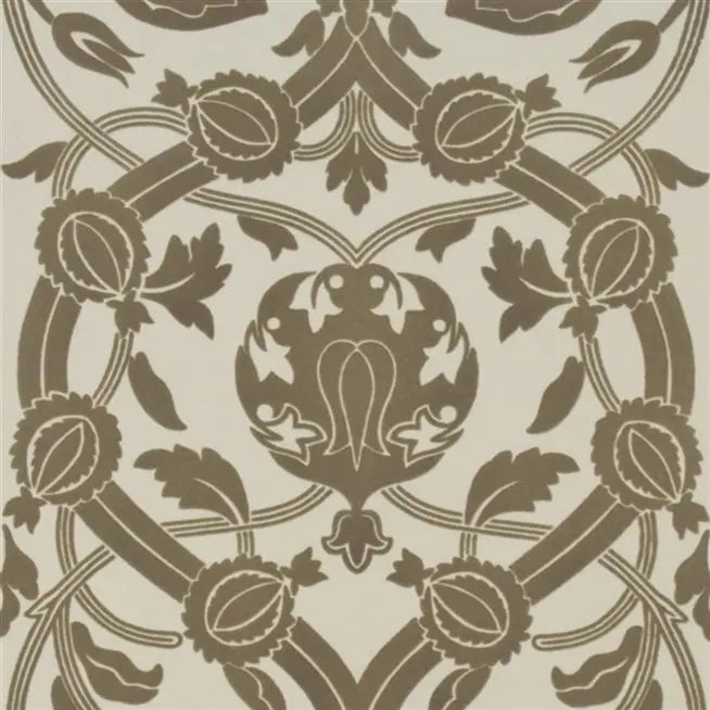 Isabella Flock Damask Linen Wallpaper | Designers Guild Europe