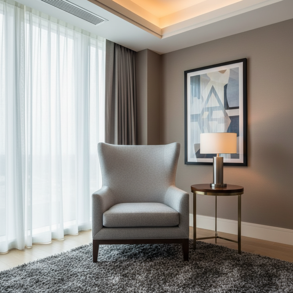 Subtle Pebble Texture Cool Silver Upholstered Chair | Architectural Fabrics
