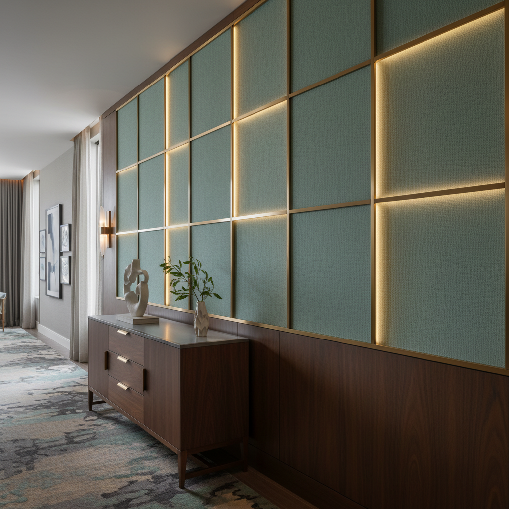 Fine Woven Texture Seafoam Green Upholstered Wall Panel | Architectural Fabrics