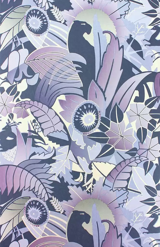 Fantasque Panther Stalks Purple Wallpaper | Osborne & Little Europe