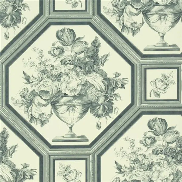 Wyatt Framed Floral Indigo Wallpaper | Designers Guild Europe