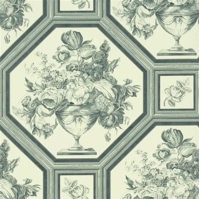 Wyatt Framed Floral Indigo Wallpaper | Designers Guild Europe