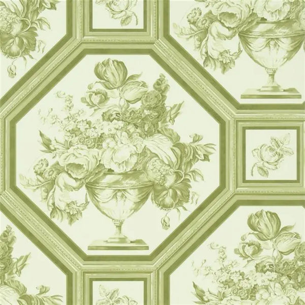 Wyatt Framed Floral Moss Wallpaper | Designers Guild Europe