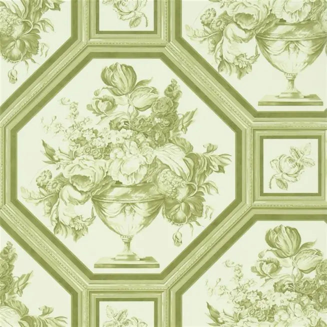 Wyatt Framed Floral Moss Wallpaper | Designers Guild Europe