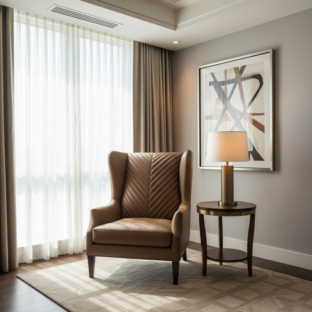 Channel Chevron Stitch Rich Umber Upholstered Chair | Architectural Fabrics