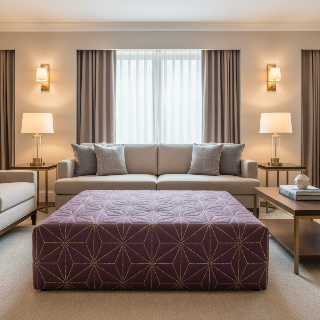 Axis - Axis Etched Polyurethane Upholstered Ottoman | Architectural Fabrics
