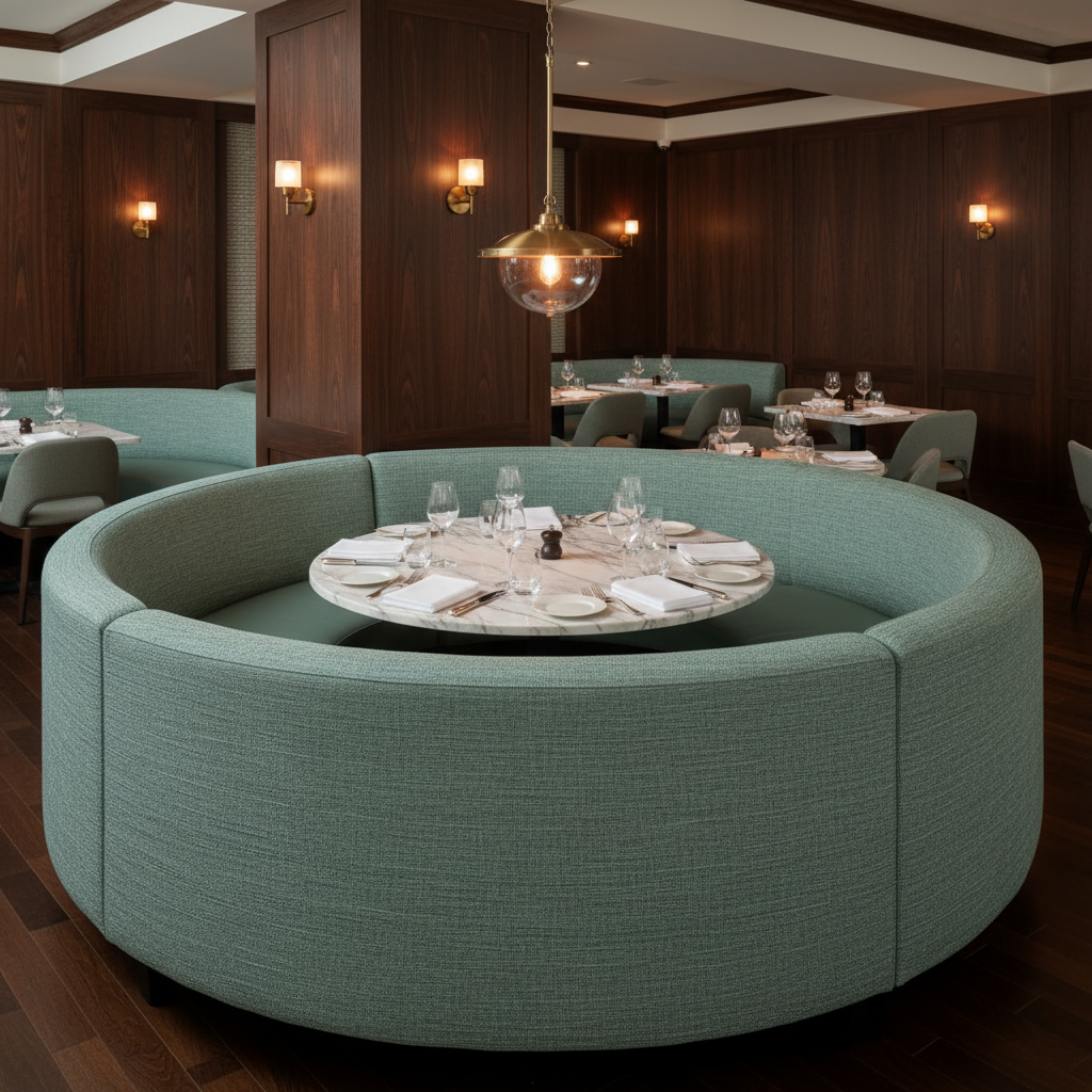 Abaca - Seafoam Weave Tekloom Performance Upholstered Banquette | Architectural Fabrics