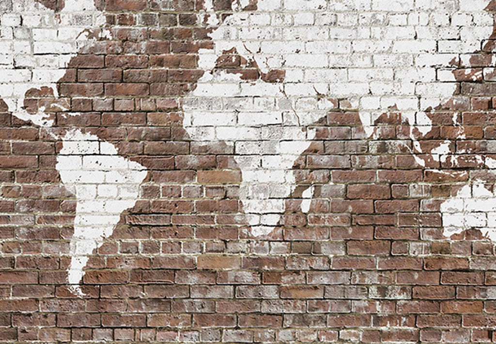 Giani Graffiti World Map on Brick Wall