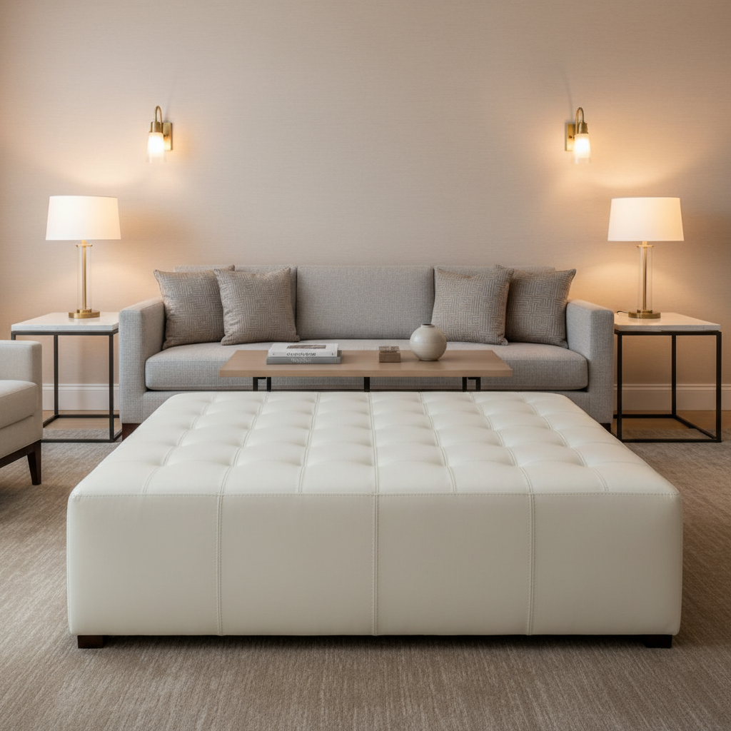 Puerto Plata - Snow Upholstered Ottoman | Architectural Fabrics