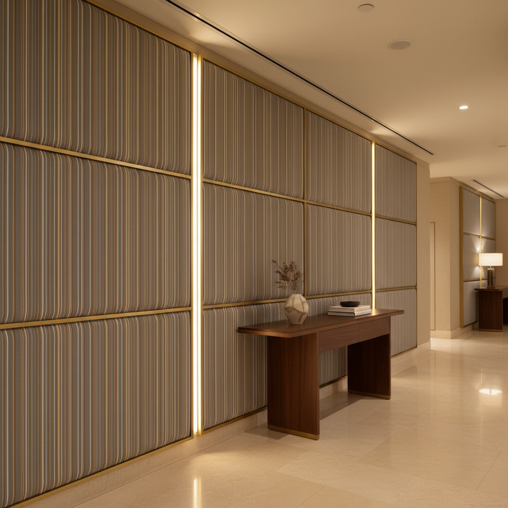 Sandy Point Stripe - Drizzle Upholstered Wall Panel | Architectural Fabrics