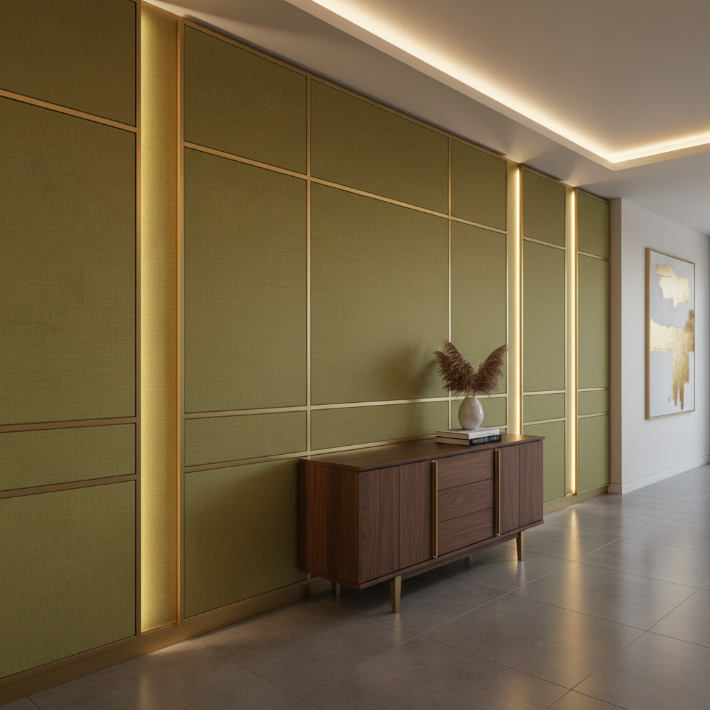 Triangle Reef - Meadow Upholstered Wall Panel | Architectural Fabrics