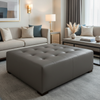 Fine Pebble Grain Charcoal Grey Upholstered Ottoman | Architectural Fabrics