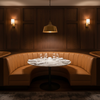 Smooth Leather Grain Caramel Tan Upholstered Banquette | Architectural Fabrics