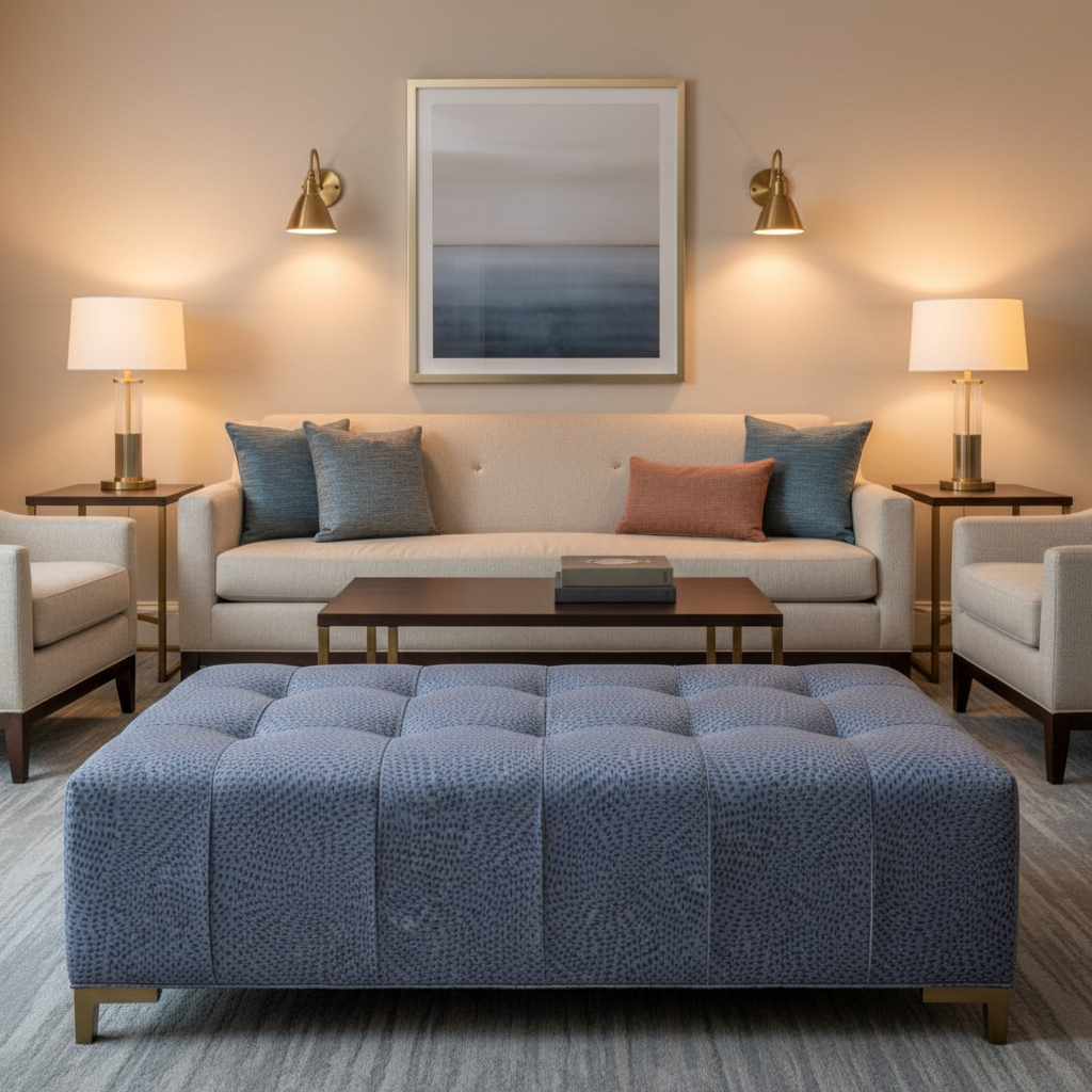 Aster - Aster Layered Polyurethane Upholstered Ottoman | Architectural Fabrics
