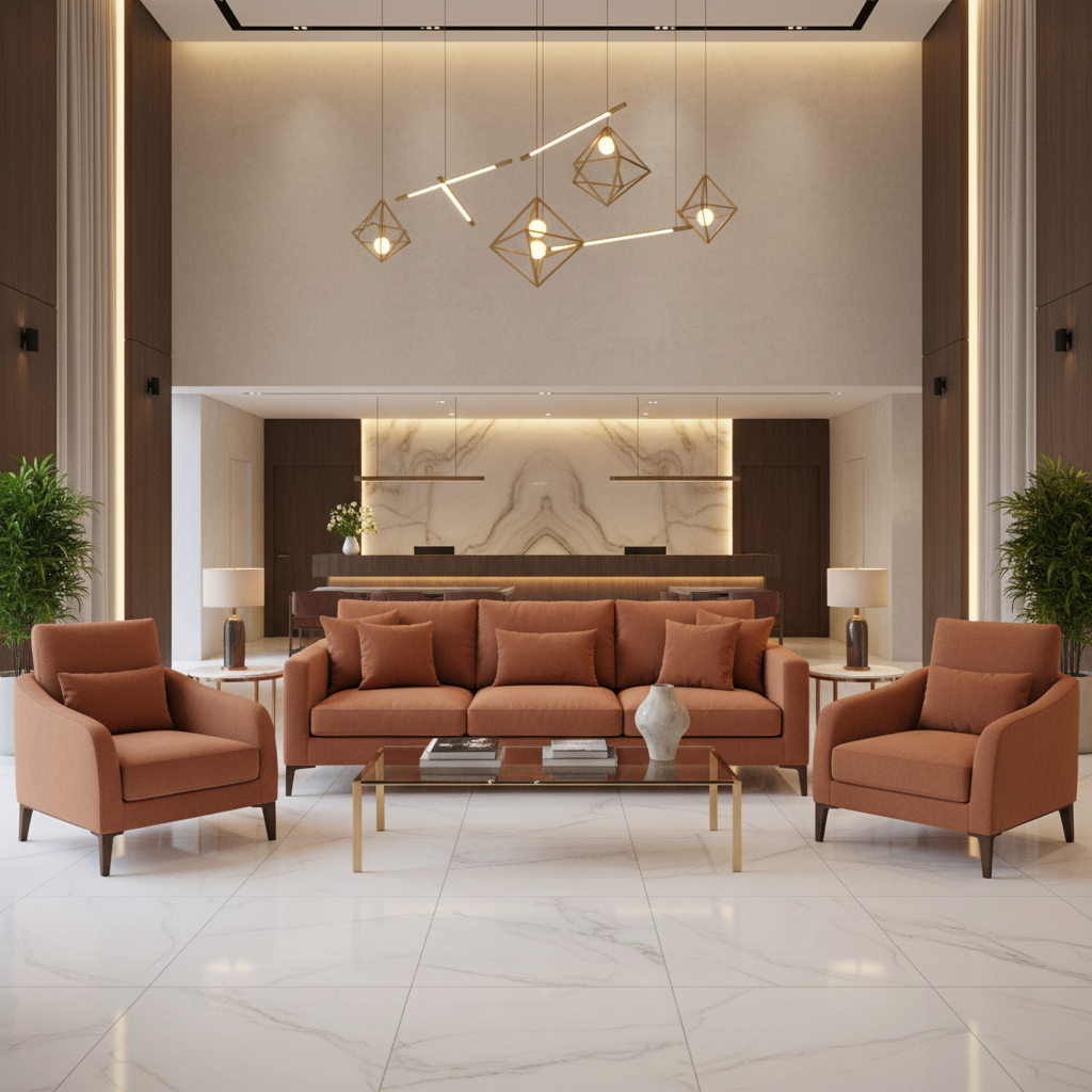 Smooth Matte Texture Terracotta Clay Upholstered Sofa | Architectural Fabrics