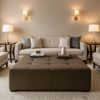 Subtle Velvet Texture Deep Umber Upholstered Ottoman | Architectural Fabrics