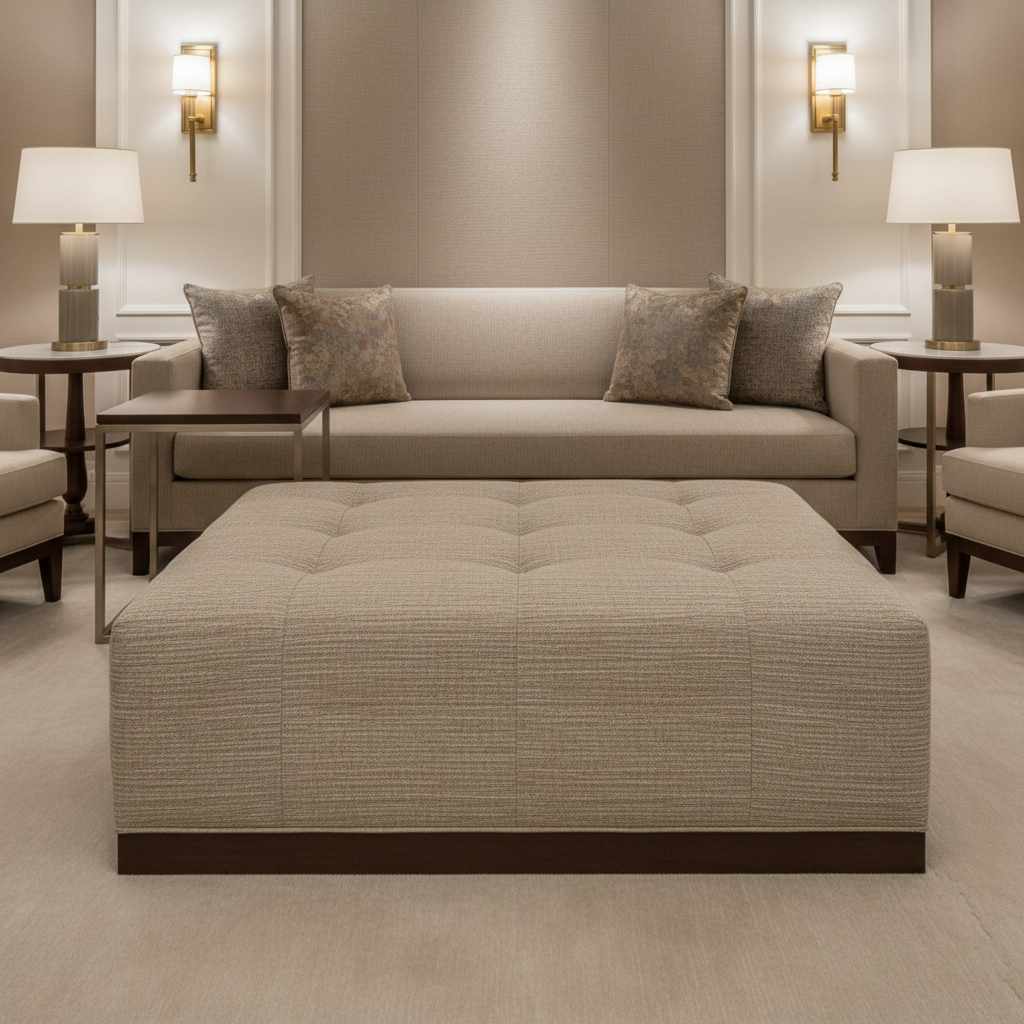 Tumble Reef - Fossil Upholstered Ottoman | Architectural Fabrics
