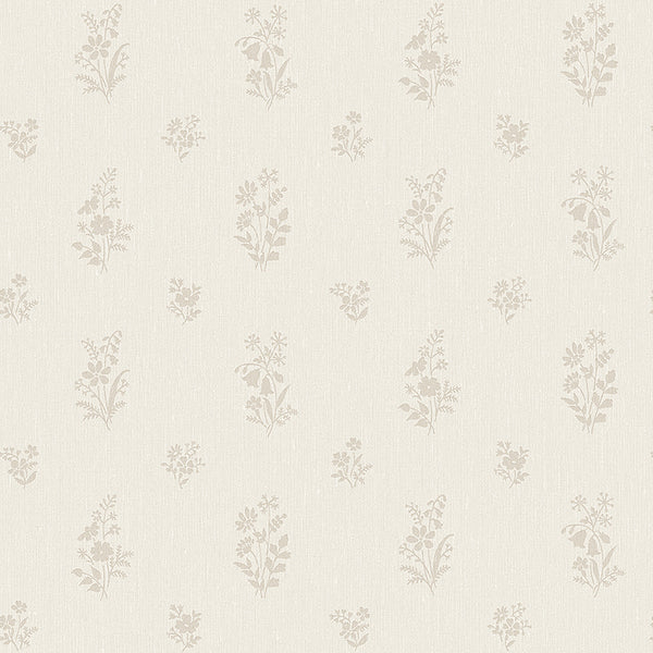 Petit Fleurs, Beige Wallcoverings | Schumacher