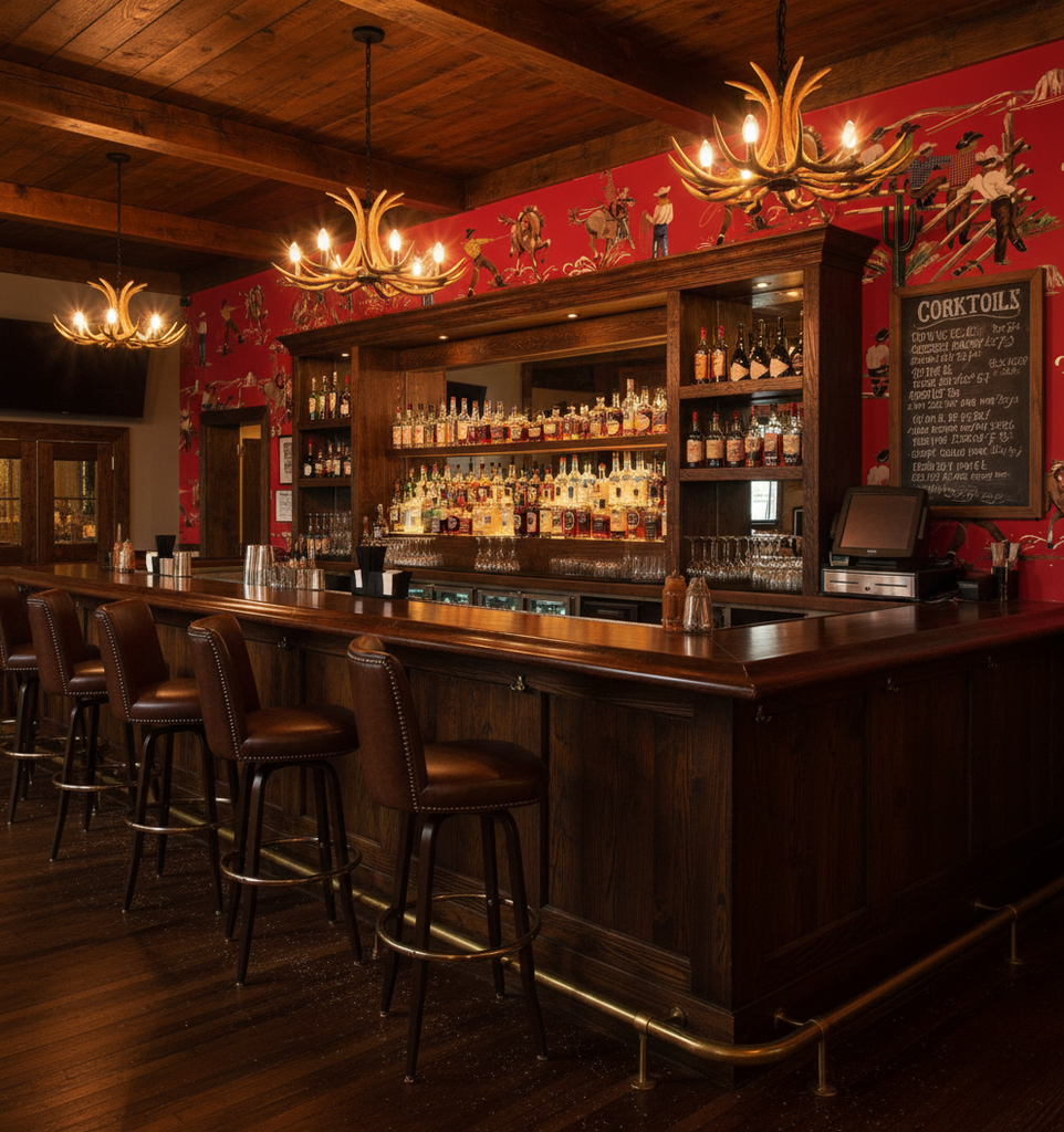 The Original Yeeha 1950's Cowboy - Red Baron Mid-Century Modern | Architectural Wallcoverings - Western Bar Room Setting