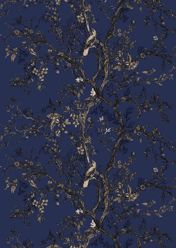 Golden Oriole Superwide Wallcovering Navy | Timorous Beasties