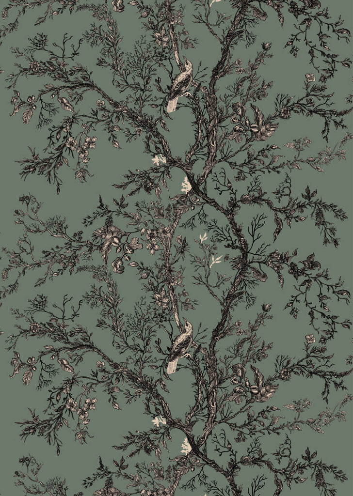 Golden Oriole Superwide Wallcovering Grey Sage