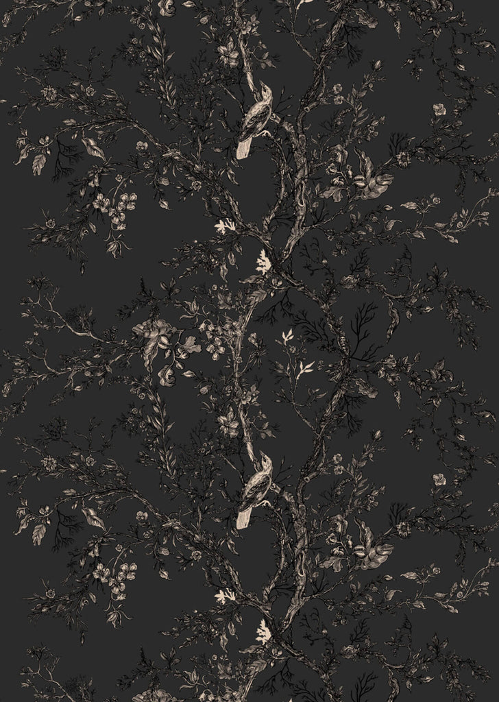 Golden Oriole Superwide Wallcovering Black