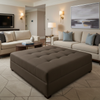 Subtle Linen Weave Dark Chocolate Upholstered Ottoman | Architectural Fabrics