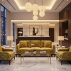 Geometric Velvet Diamonds Golden Pistachio Upholstered Sofa | Architectural Fabrics