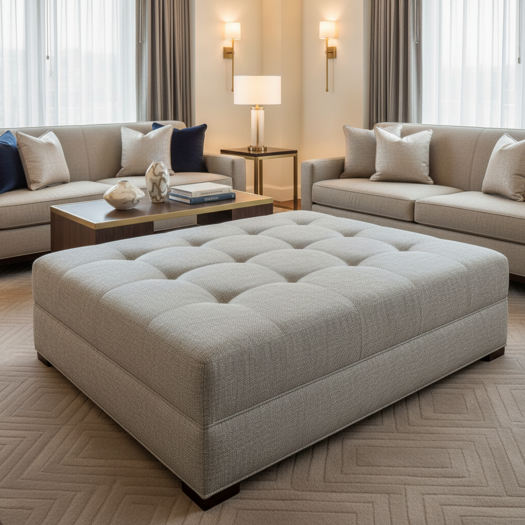 Amalfi - Silver Lining Indoor/Outdoor Vinyl Upholstered Ottoman | Architectural Fabrics