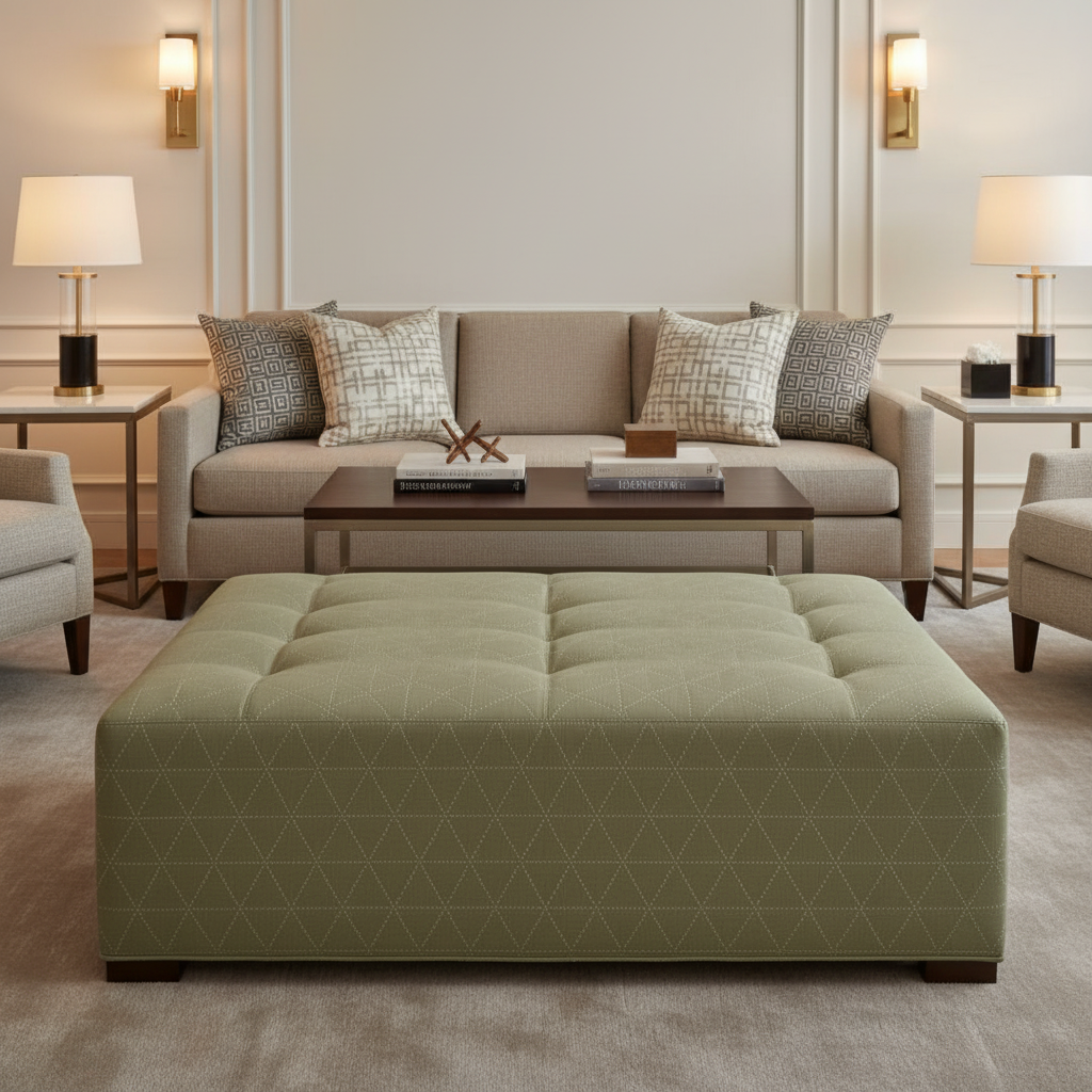 St. Barthelemy - Pear Upholstered Ottoman | Architectural Fabrics