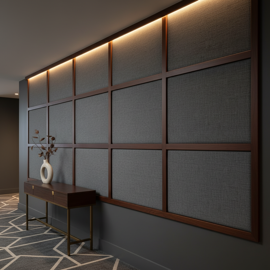 Tweed Bay - Charcoal Upholstered Wall Panel | Architectural Fabrics