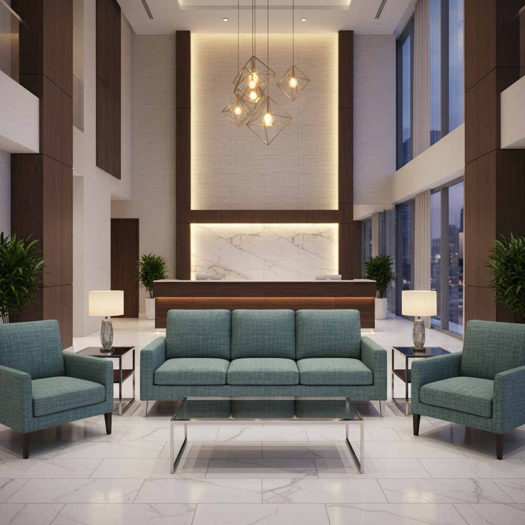 Woven Textile Texture Ocean Teal Upholstered Sofa | Architectural Fabrics