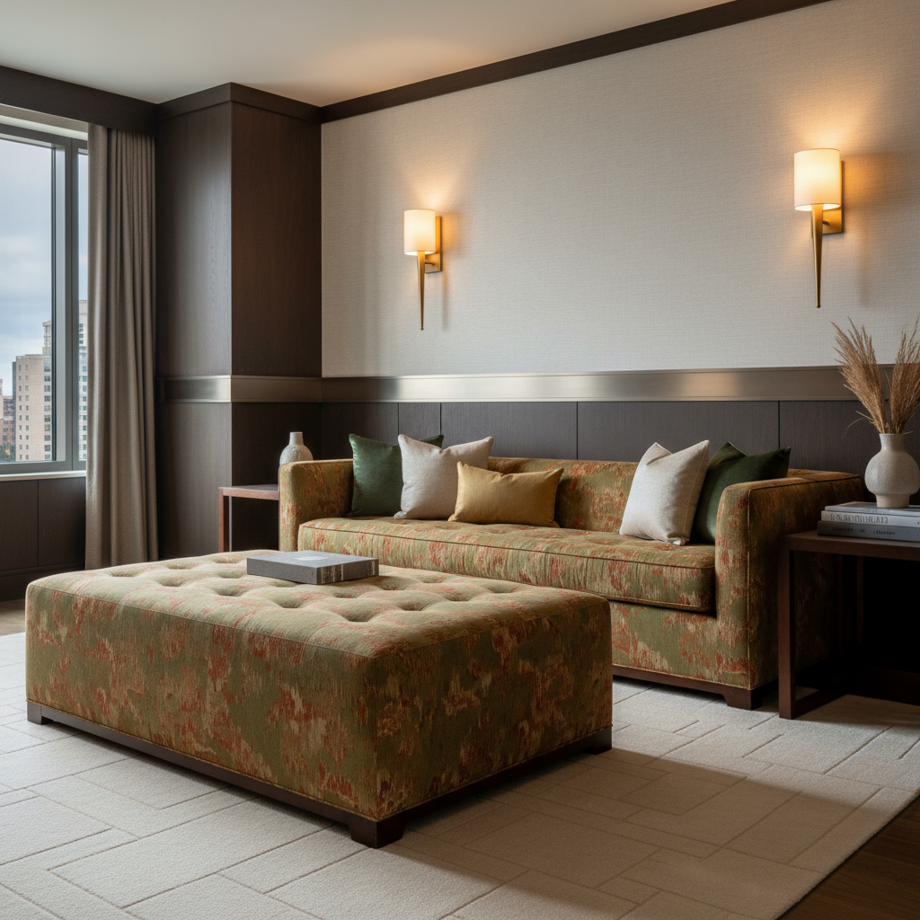 Stanley Nutmeg Upholstered Ottoman | Architectural Fabrics