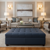 Peter Island - Navy Upholstered Ottoman | Architectural Fabrics