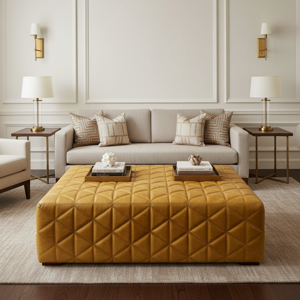 Tres Palmas - Honeycomb Upholstered Ottoman | Architectural Fabrics