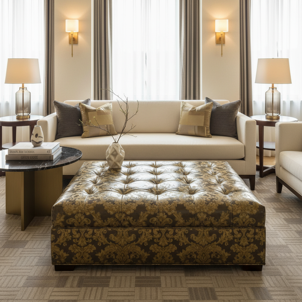 Baroque - Baroque Performance Vinyl Upholstered Ottoman | Architectural Fabrics