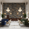 Vomera Midnight Travertine Faux Tile | Hollywood Wallcoverings - Hotel Lobby commercial room setting