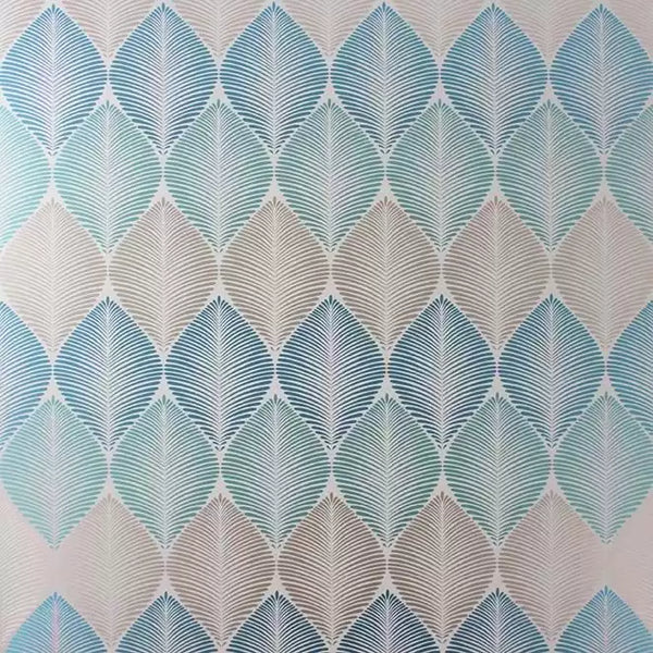 Leaf Fall Metallic Aqua Wallpaper | Osborne & Little Europe
