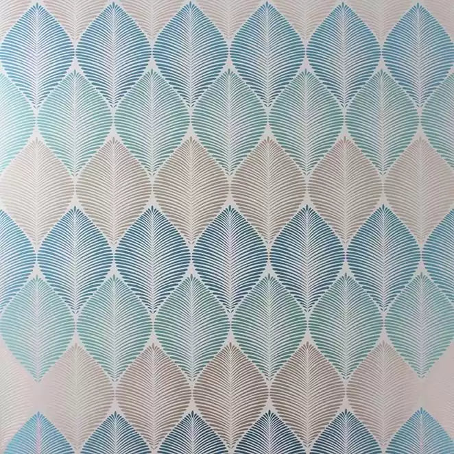 Leaf Fall Metallic Aqua Wallpaper | Osborne & Little Europe