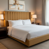 Fine Vertical Texture Golden Tan Upholstered Headboard | Architectural Fabrics