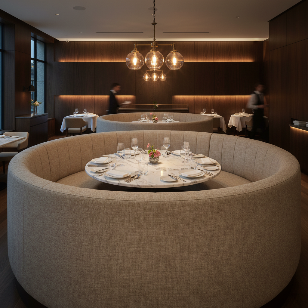 Vivace Reef - Latte Upholstered Banquette | Architectural Fabrics