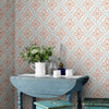 Nyborg Blue And Red Room Setting | Schumacher Wallpaper