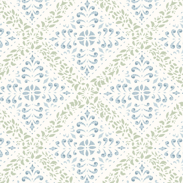 Nyborg, Blue and Green Wallcoverings | Schumacher