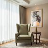 Smooth Pebble Grain Dusty Olive Upholstered Chair | Architectural Fabrics