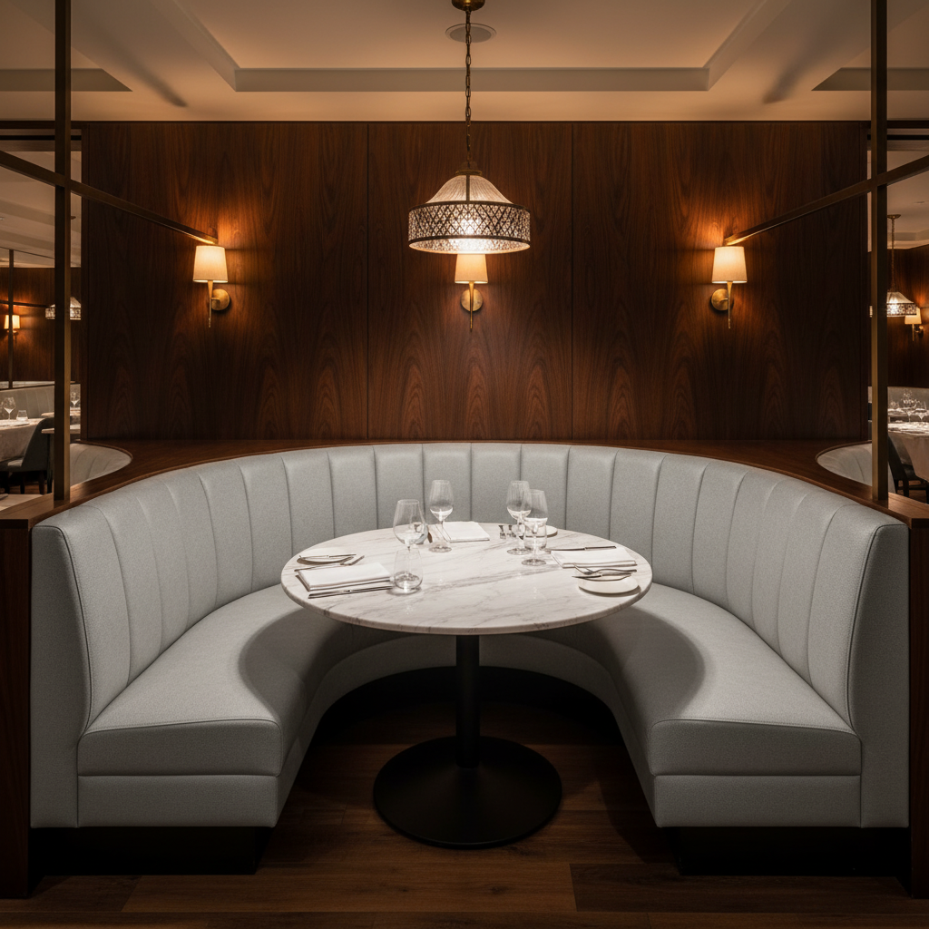 Algiers - Opal Performance Vinyl Upholstered Banquette | Architectural Fabrics