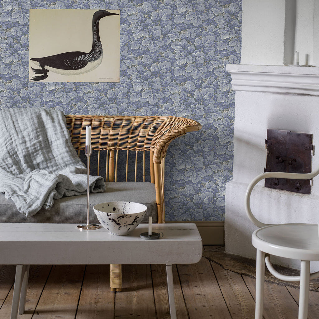 Waldemar Blue Room Setting | Schumacher Wallpaper