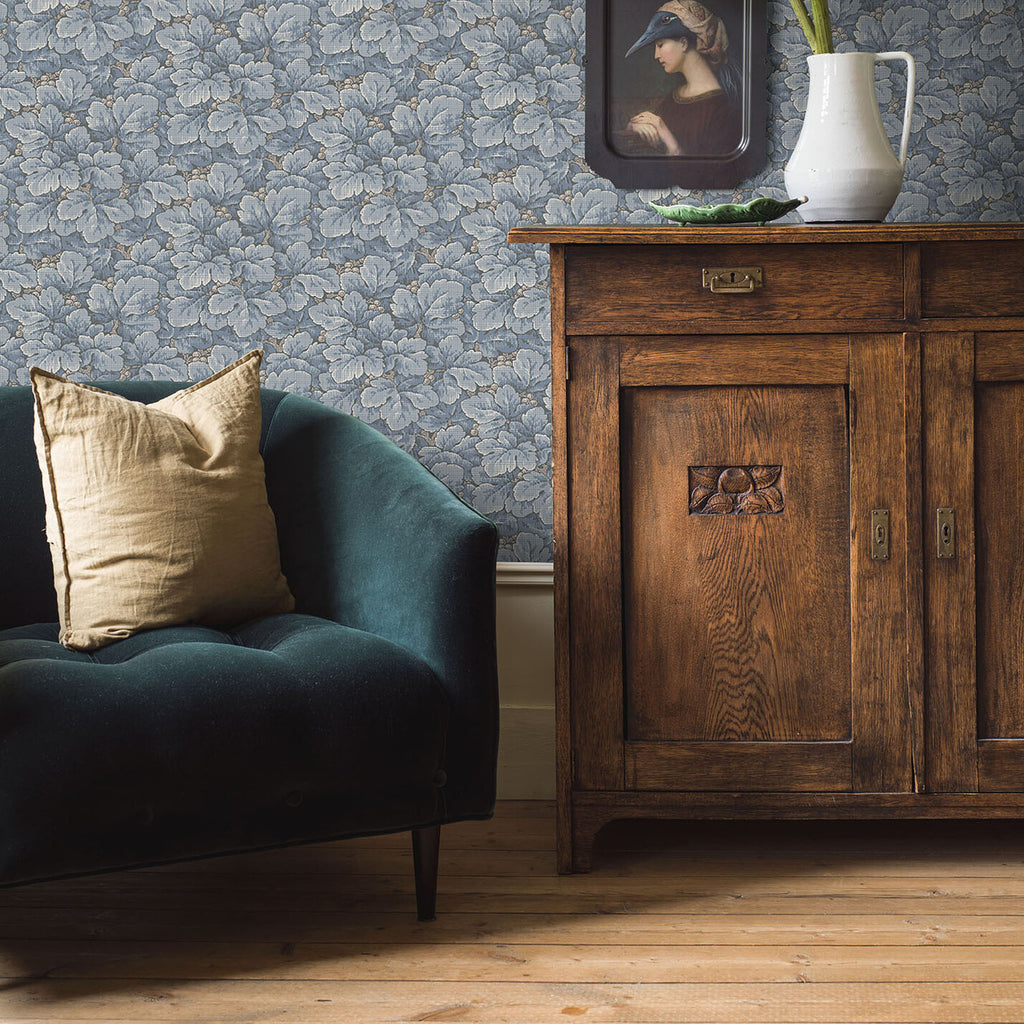 Waldemar Blue Room Setting | Schumacher Wallpaper
